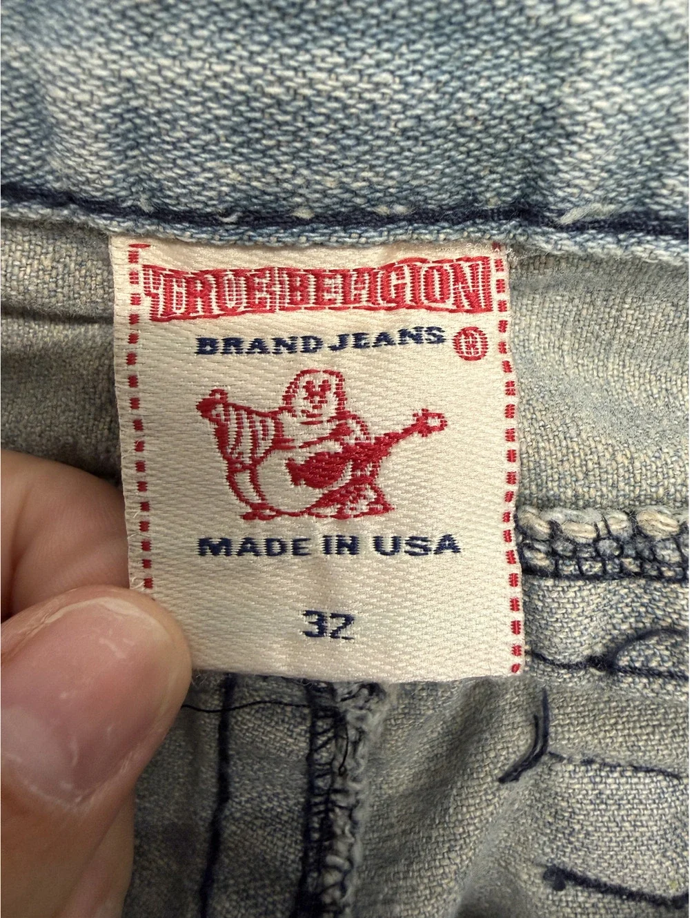 True Religion Light Wash Denim Jeans Size 32 Made in USA